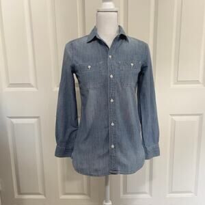 Madewell Chambray Denim Button Down Shirt Long Sleeve Western Style XXS